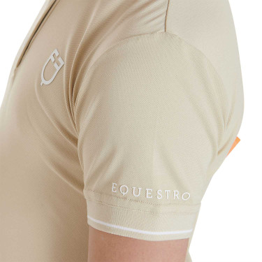 Polo da allenamento tecnico per bambini in tessuto antibatterico Equestro Tan Oxford Rosa