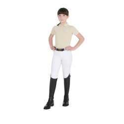 Polo da allenamento tecnico per bambini in tessuto antibatterico Equestro Tan Oxford Rosa
