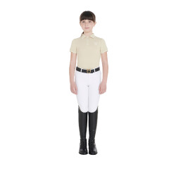 Polo da allenamento tecnico per bambini in tessuto antibatterico Equestro Tan Oxford Rosa