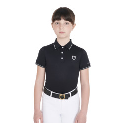 Polo da allenamento tecnico per bambini in tessuto antibatterico Equestro Nero