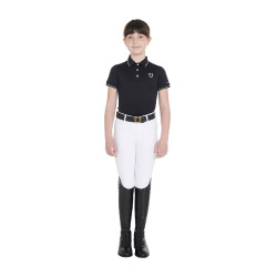 Polo da allenamento tecnico per bambini in tessuto antibatterico Equestro Nero
