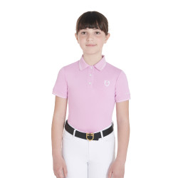 Polo da allenamento tecnico per bambini in tessuto antibatterico Equestro Lilla Blu