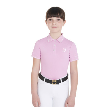 Polo da allenamento tecnico per bambini in tessuto antibatterico Equestro Lilla Blu