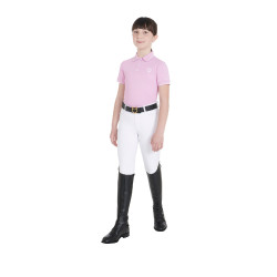 Polo da allenamento tecnico per bambini in tessuto antibatterico Equestro Lilla Blu