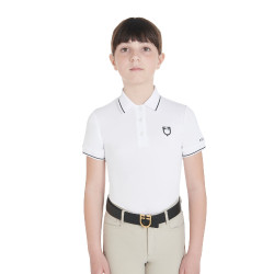 Polo da allenamento tecnico per bambini in tessuto antibatterico Equestro Bianco