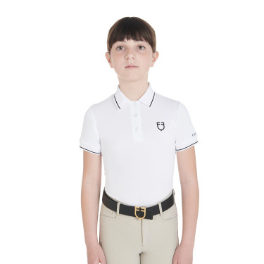 Polo da allenamento tecnico per bambini in tessuto antibatterico Equestro Bianco