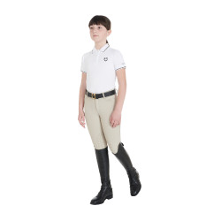 Polo da allenamento tecnico per bambini in tessuto antibatterico Equestro Bianco