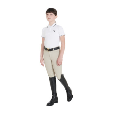 Polo da allenamento tecnico per bambini in tessuto antibatterico Equestro Bianco