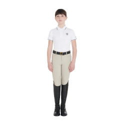 Polo da allenamento tecnico per bambini in tessuto antibatterico Equestro Bianco