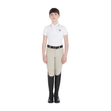 Polo da allenamento tecnico per bambini in tessuto antibatterico Equestro Bianco