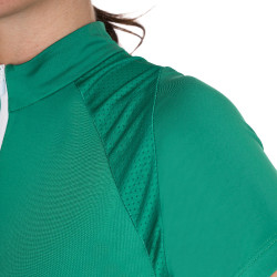 Polo da allenamento tecnico aderente con zip da donna Equestro Verde oltremare