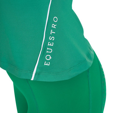 Polo da allenamento tecnico aderente con zip da donna Equestro Verde oltremare