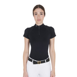 Polo da allenamento tecnico aderente con zip da donna Equestro Nero Polo da allenamento tecnico aderente con zip da donna Equestro Nero