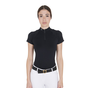 Polo da allenamento tecnico aderente con zip da donna Equestro Polo da allenamento tecnico aderente con zip da donna Equestro