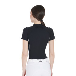 Polo da allenamento tecnico aderente con zip da donna Equestro Nero Polo da allenamento tecnico aderente con zip da donna Equestro Nero