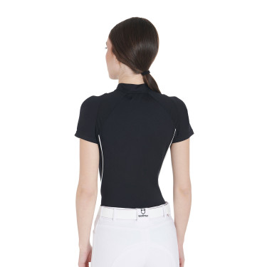 Polo da allenamento tecnico aderente con zip da donna Equestro Polo da allenamento tecnico aderente con zip da donna Equestro