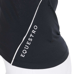 Polo da allenamento tecnico aderente con zip da donna Equestro Nero Polo da allenamento tecnico aderente con zip da donna Equestro Nero