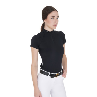 Polo da allenamento tecnico aderente con zip da donna Equestro Polo da allenamento tecnico aderente con zip da donna Equestro