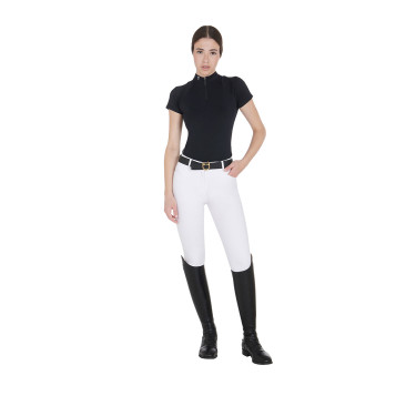 Polo da allenamento tecnico aderente con zip da donna Equestro Polo da allenamento tecnico aderente con zip da donna Equestro