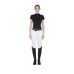 Polo da allenamento tecnico aderente con zip da donna Equestro Nero Polo da allenamento tecnico aderente con zip da donna Equestro Nero