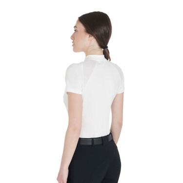 Polo da allenamento tecnico aderente con zip da donna Equestro Bianco Polo da allenamento tecnico aderente con zip da donna Equestro Bianco