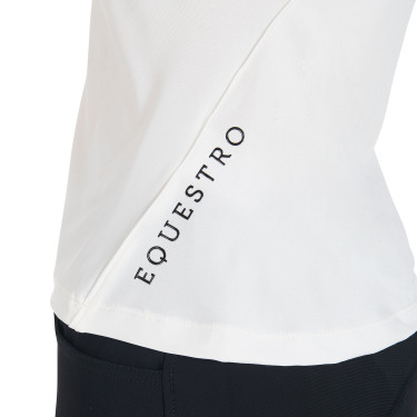 Polo da allenamento tecnico aderente con zip da donna Equestro Bianco Polo da allenamento tecnico aderente con zip da donna Equestro Bianco