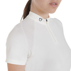 Polo da allenamento tecnico aderente con zip da donna Equestro Bianco Polo da allenamento tecnico aderente con zip da donna Equestro Bianco