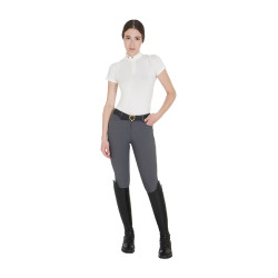 Polo da allenamento tecnico aderente con zip da donna Equestro Bianco Polo da allenamento tecnico aderente con zip da donna Equestro Bianco