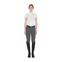 Polo da allenamento tecnico aderente con zip da donna Equestro Bianco Polo da allenamento tecnico aderente con zip da donna Equestro Bianco