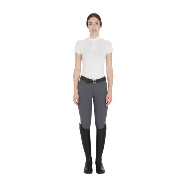 Polo da allenamento tecnico aderente con zip da donna Equestro Bianco Polo da allenamento tecnico aderente con zip da donna Equestro Bianco