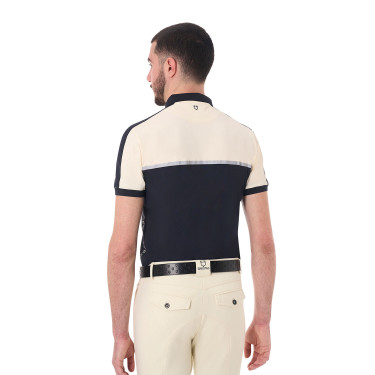 Polo da allenamento bicolore aderente a maniche corte con zip da uomo Equestro Polo da allenamento bicolore aderente a maniche corte con zip da uomo Equestro