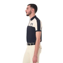 Polo da allenamento bicolore aderente a maniche corte con zip da uomo Equestro Blazer marin / bianco antico Blu marino Polo da allenamento bicolore aderente a maniche corte con zip da uomo Equestro Blazer marin / bianco antico Blu marino