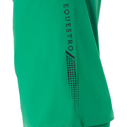 Polo da allenamento bicolore aderente a maniche corte con zip da uomo Equestro Verde oltremare / bianco