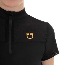 Polo con inserti in mesh da donna Equestro Nero