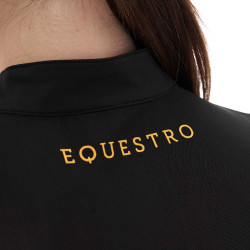 Polo con inserti in mesh da donna Equestro Nero