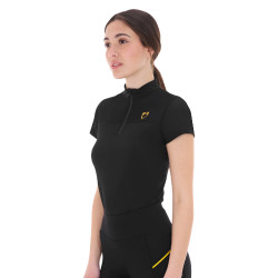 Polo con inserti in mesh da donna Equestro Nero