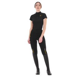 Polo con inserti in mesh da donna Equestro Nero