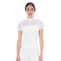 Polo con inserti in mesh da donna Equestro Bianco Polo con inserti in mesh da donna Equestro Bianco