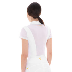 Polo con inserti in mesh da donna Equestro Bianco