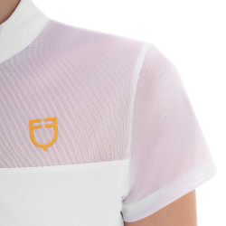 Polo con inserti in mesh da donna Equestro Bianco
