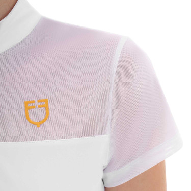 Polo con inserti in mesh da donna Equestro Bianco