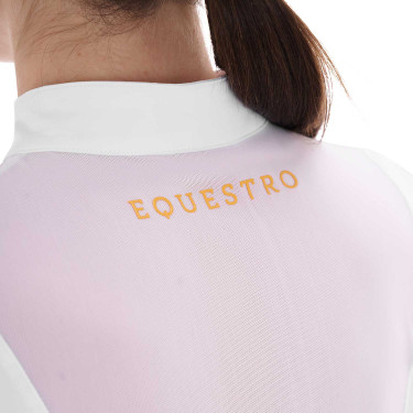 Polo con inserti in mesh da donna Equestro Bianco