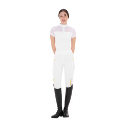 Polo con inserti in mesh da donna Equestro Bianco