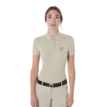 Polo da allenamento aderente in tessuto traspirante da donna Equestro Polo da allenamento aderente in tessuto traspirante da donna Equestro