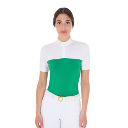 Polo aderente in tessuto tecnico e mesh a maniche corte da donna Equestro