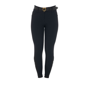 Pantaloni a vita alta con grip integrale da donna Equestro Nero Pantaloni a vita alta con grip integrale da donna Equestro Nero