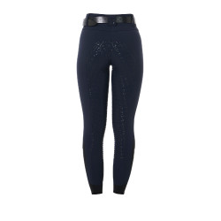 Pantaloni a vita alta con grip integrale da donna Equestro Marina Blu marino Pantaloni a vita alta con grip integrale da donna Equestro Marina Blu marino