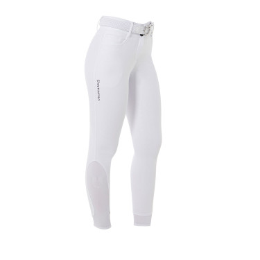 Pantaloni a vita alta con grip integrale da donna Equestro Bianco Pantaloni a vita alta con grip integrale da donna Equestro Bianco