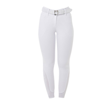 Pantaloni a vita alta con grip integrale da donna Equestro Bianco Pantaloni a vita alta con grip integrale da donna Equestro Bianco