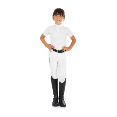 Pantaloni Kasumi da bambino in materiale stretch Equestro Bianco